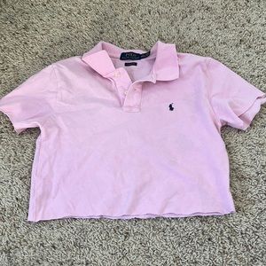 cropped light pink ralph lauren polo